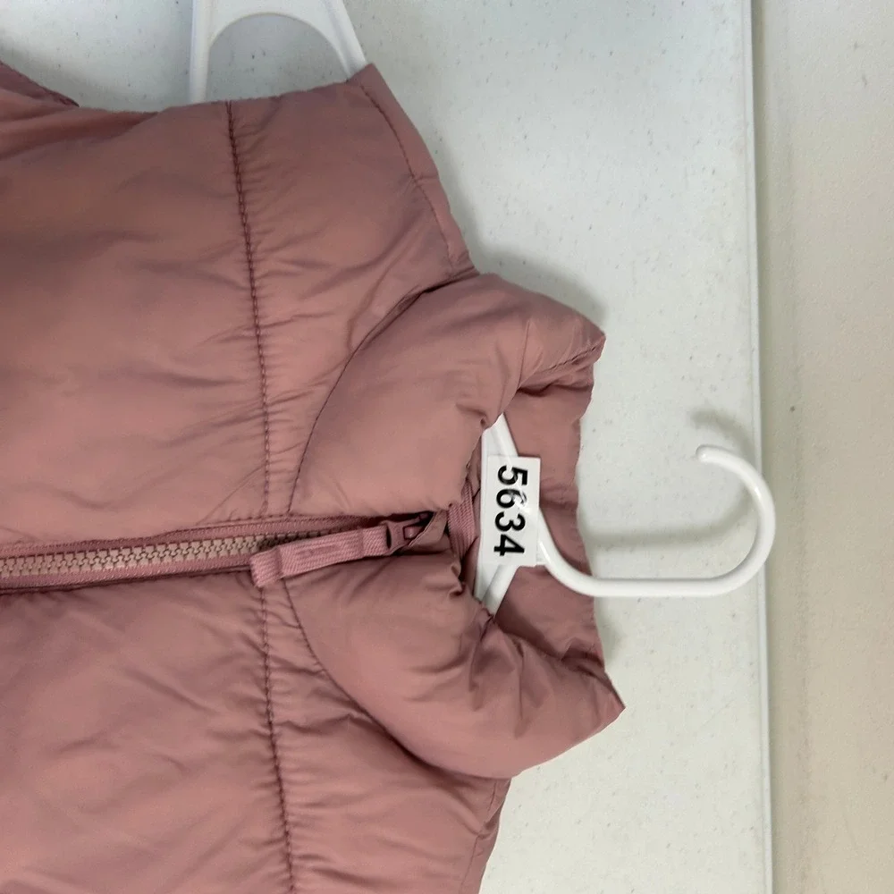 Old Navy Girls Puffer‎ Vest Pink Fleece Lined Quilted Zip Up Mock Neck L 10-12